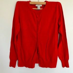 Cardigan red/burnt orange cozy stitch detail size M